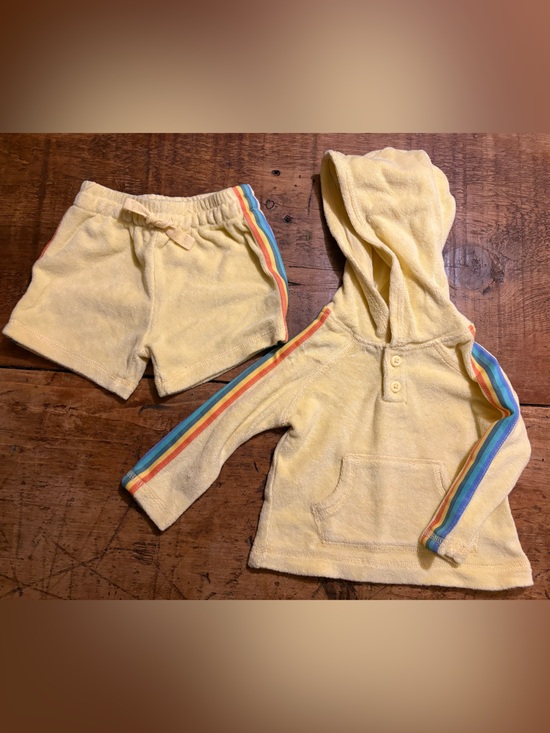 Hanna Andersson Other - Hanna Andersson Terry Hoodie & Shorts Set with Rainbow Stripes